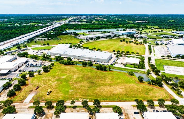 Riverbend East Industrial Park aerial, graded pad for Building 3